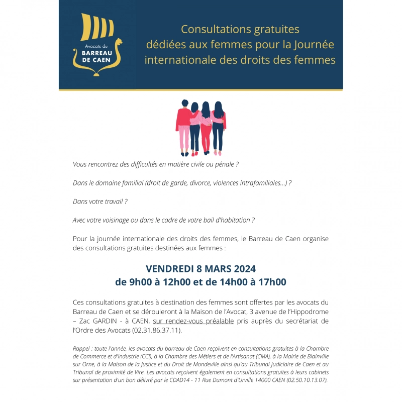 📣 Consultations gratuites destinées aux femmes le vendredi 8 mars 2024 📣 Consultations gratuites destinées aux femmes le vendredi 8 mars 2024